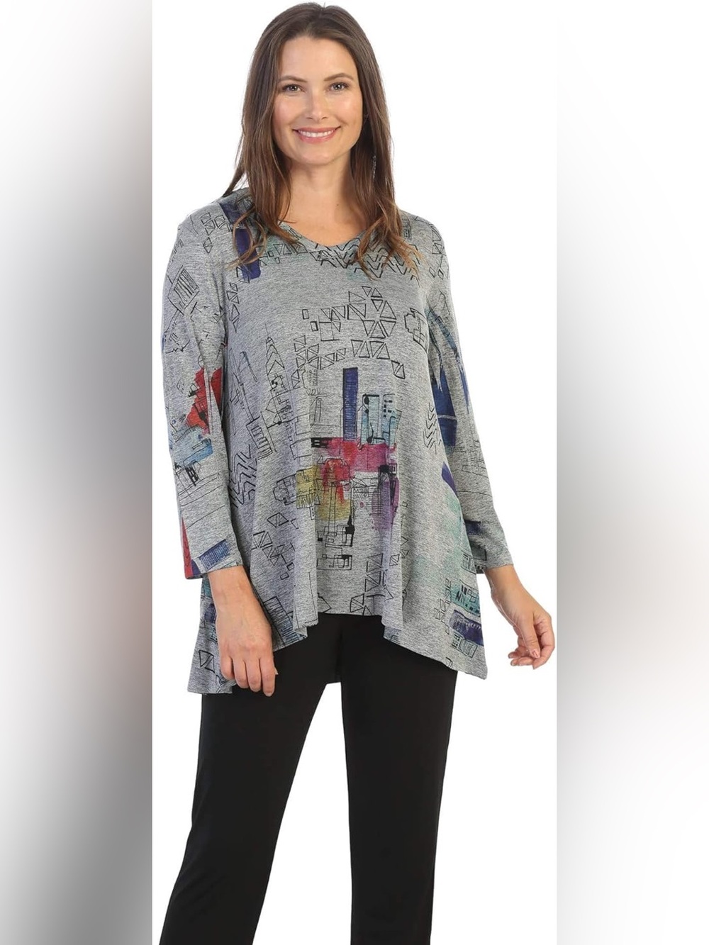 Jess & Jane USA Artsy Abstract Lagenlook Tunic